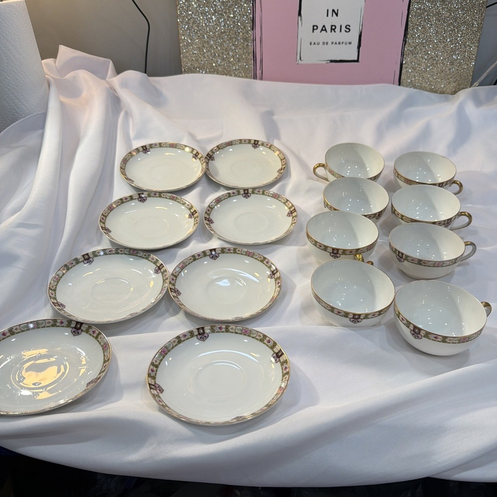 16 Pc Rare Noritake Nippon 1920's Vintage Serving Saucer & CupTea Victorian 57